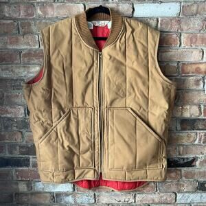 VTG 80s Walls Blizzard Puff Vest Duck Canvas Brown Insulated Mens XXL 50-52